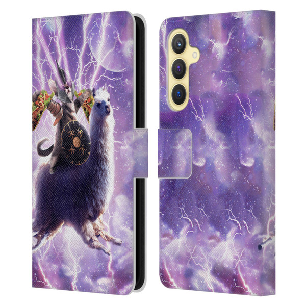Random Galaxy Space Llama Lazer Cat & Tacos Leather Book Wallet Case Cover For Samsung Galaxy S23 FE 5G