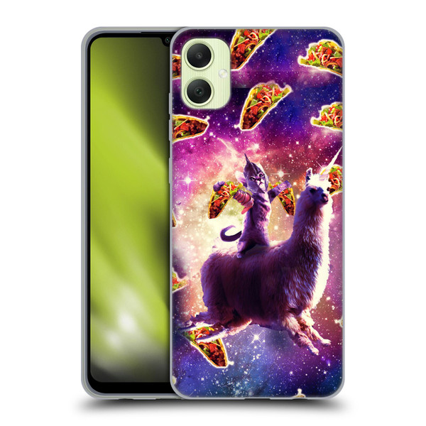 Random Galaxy Space Llama Warrior Cat & Tacos Soft Gel Case for Samsung Galaxy A05