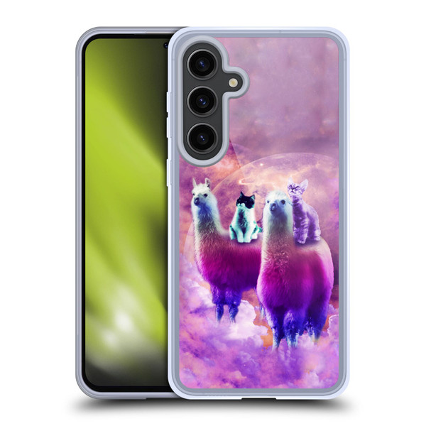 Random Galaxy Space Llama Kitty & Cat Soft Gel Case for Samsung Galaxy S24+ 5G