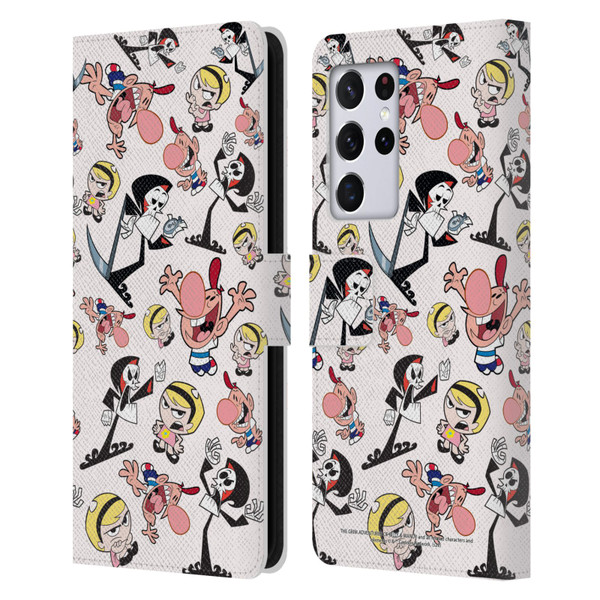 The Grim Adventures of Billy & Mandy Graphics Icons Leather Book Wallet Case Cover For Samsung Galaxy S21 Ultra 5G