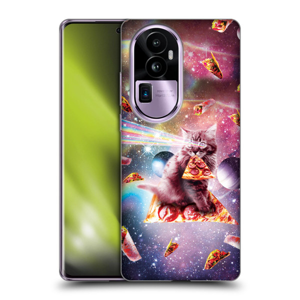 Random Galaxy Space Pizza Ride Outer Space Lazer Cat Soft Gel Case for OPPO Reno10 Pro+