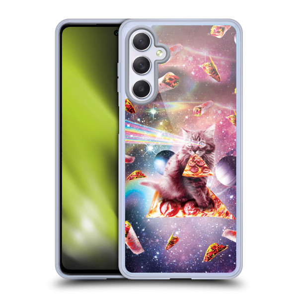 Random Galaxy Space Pizza Ride Outer Space Lazer Cat Soft Gel Case for Samsung Galaxy M54 5G