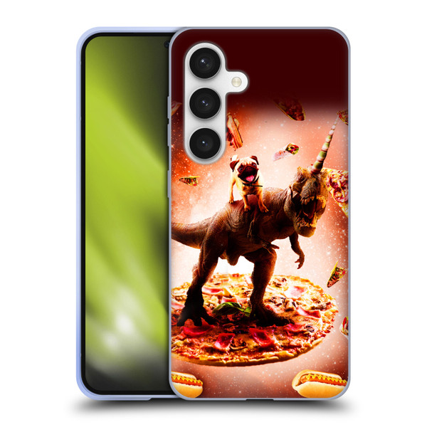 Random Galaxy Space Pizza Ride Pug & Dinosaur Unicorn Soft Gel Case for Samsung Galaxy S24 5G