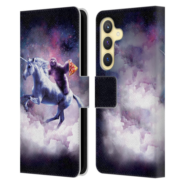 Random Galaxy Space Unicorn Ride Pizza Sloth Leather Book Wallet Case Cover For Samsung Galaxy S24 5G