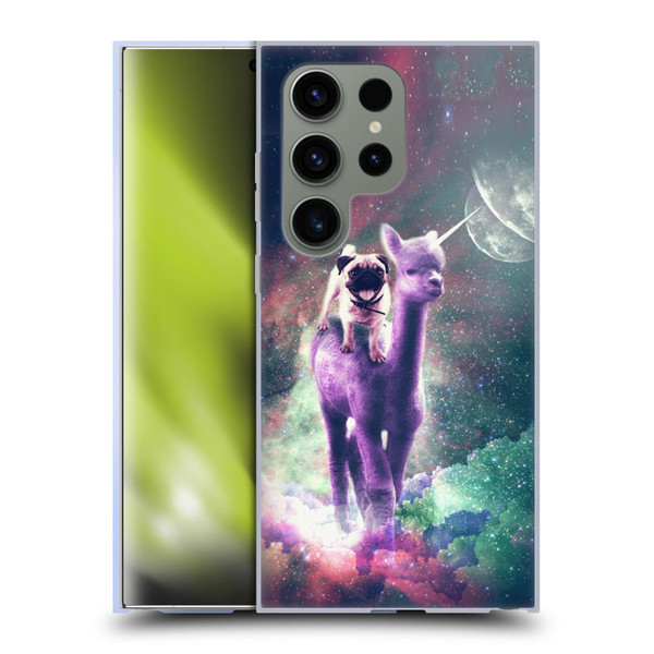 Random Galaxy Space Unicorn Ride Pug Riding Llama Soft Gel Case for Samsung Galaxy S24 Ultra 5G