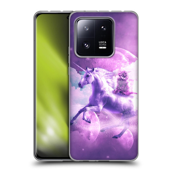 Random Galaxy Space Unicorn Ride Purple Galaxy Cat Soft Gel Case for Xiaomi 13 Pro 5G