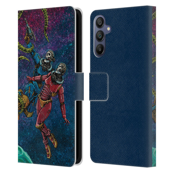 David Lozeau Colourful Grunge Astronaut Space Couple Love Leather Book Wallet Case Cover For Samsung Galaxy A15