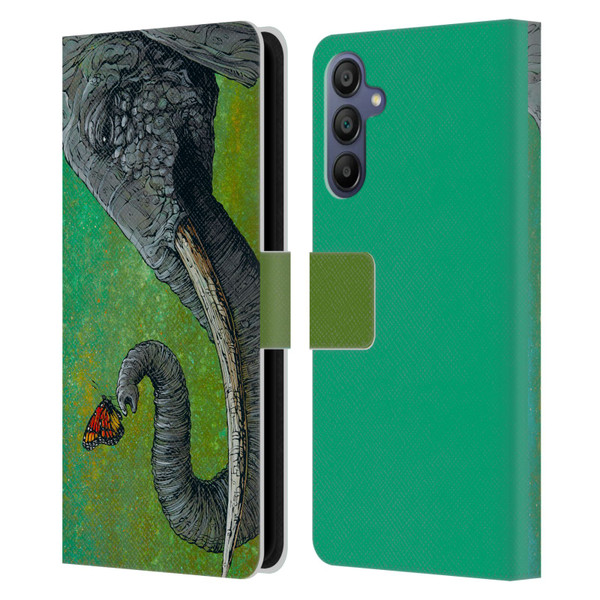 David Lozeau Colourful Grunge The Elephant Leather Book Wallet Case Cover For Samsung Galaxy A15