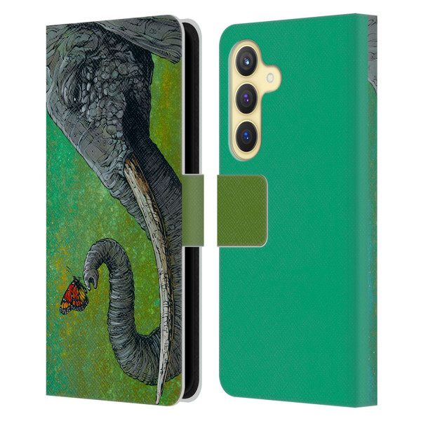 David Lozeau Colourful Grunge The Elephant Leather Book Wallet Case Cover For Samsung Galaxy S24 5G