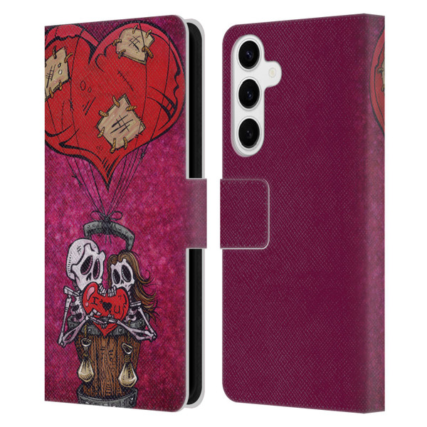 David Lozeau Colourful Grunge Day Of The Dead Leather Book Wallet Case Cover For Samsung Galaxy S24+ 5G