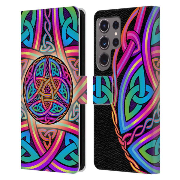 Beth Wilson Rainbow Celtic Knots Divine Leather Book Wallet Case Cover For Samsung Galaxy S24 Ultra 5G