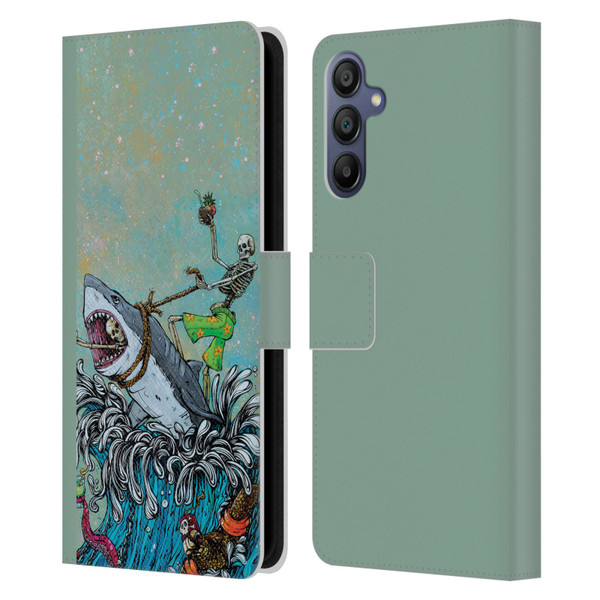 David Lozeau Colourful Art Surfing Leather Book Wallet Case Cover For Samsung Galaxy A15