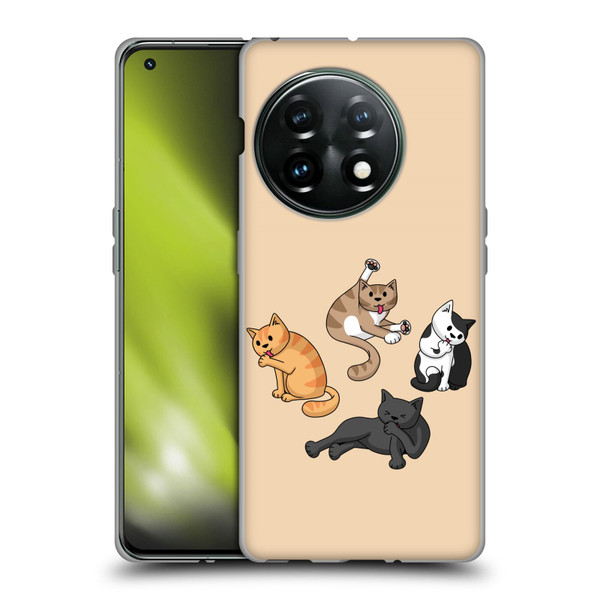 Beth Wilson Doodle Cats 2 Washing Time Soft Gel Case for OnePlus 11 5G