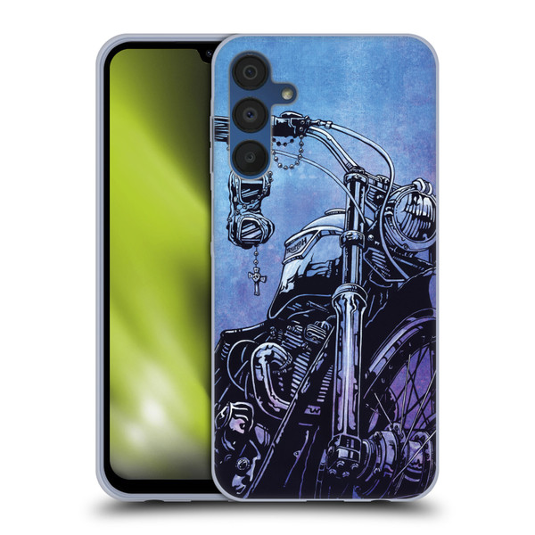 David Lozeau Skeleton Grunge Motorcycle Soft Gel Case for Samsung Galaxy A15