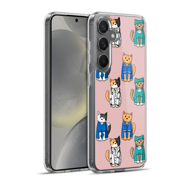 Beth Wilson Doodle Cats 2 Professionals Soft Gel Case for Samsung Galaxy S24+ 5G & MagSafe
