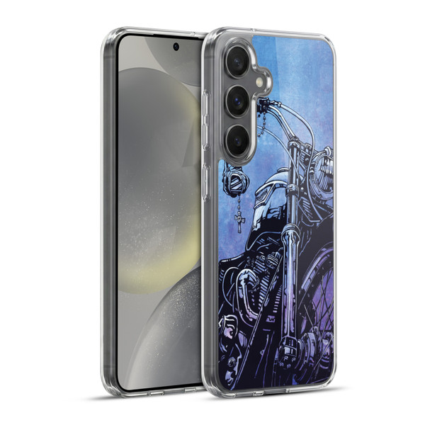 David Lozeau Skeleton Grunge Motorcycle Soft Gel Case for Samsung Galaxy S24+ 5G & MagSafe