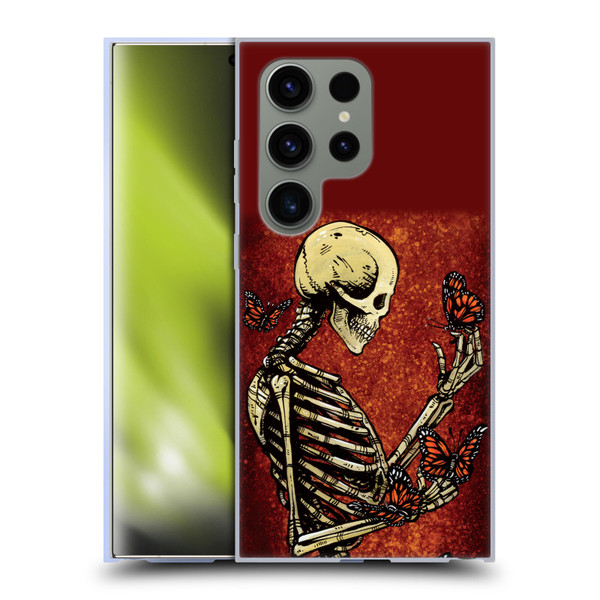David Lozeau Skeleton Grunge Butterflies Soft Gel Case for Samsung Galaxy S24 Ultra 5G