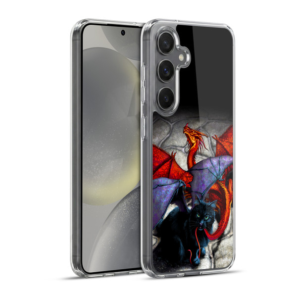 Stanley Morrison Art Bat Winged Black Cat & Dragon Soft Gel Case for Samsung Galaxy S24+ 5G & MagSafe