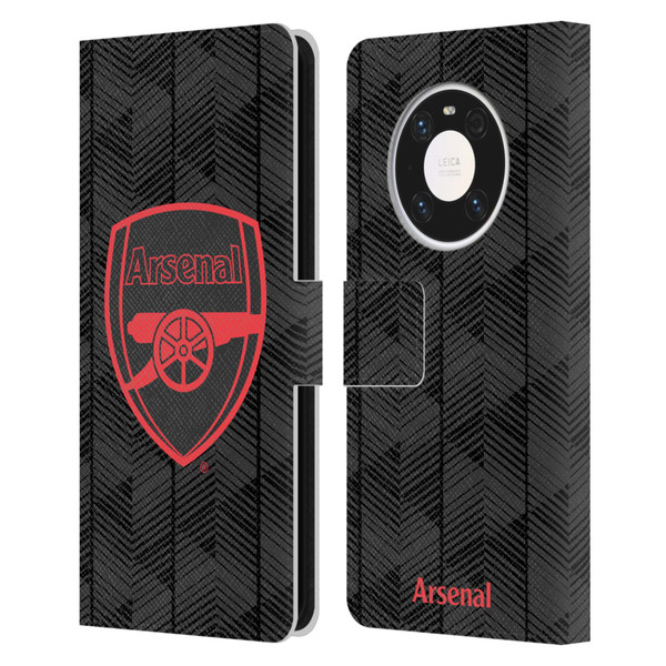 Arsenal FC Crest and Gunners Logo Black Leather Book Wallet Case Cover For Huawei Mate 40 Pro 5G