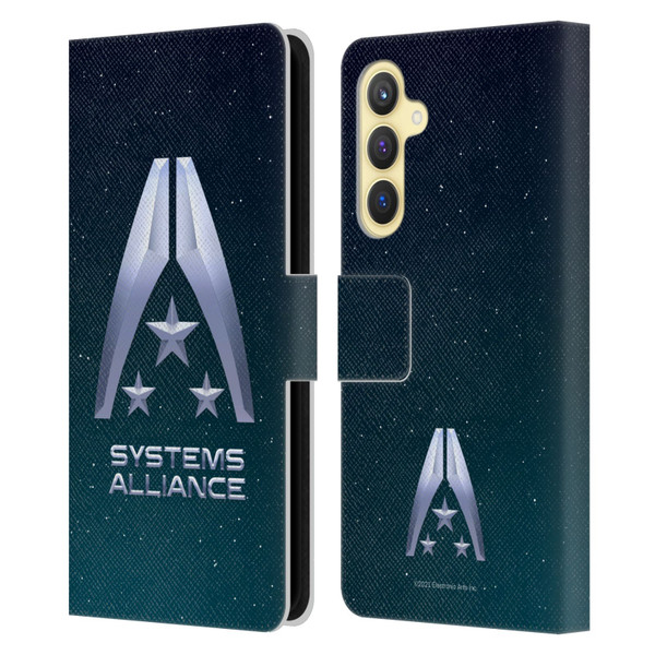 EA Bioware Mass Effect Graphics Systems Alliance Logo Leather Book Wallet Case Cover For Samsung Galaxy S23 FE 5G