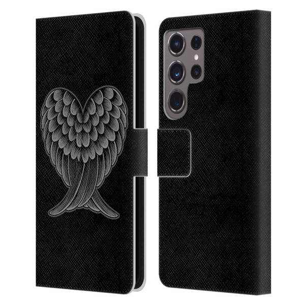 Rachel Caldwell Illustrations Heart Wings Leather Book Wallet Case Cover For Samsung Galaxy S24 Ultra 5G