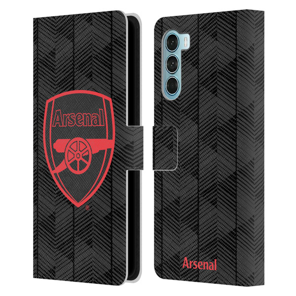 Arsenal FC Crest and Gunners Logo Black Leather Book Wallet Case Cover For Motorola Edge S30 / Moto G200 5G