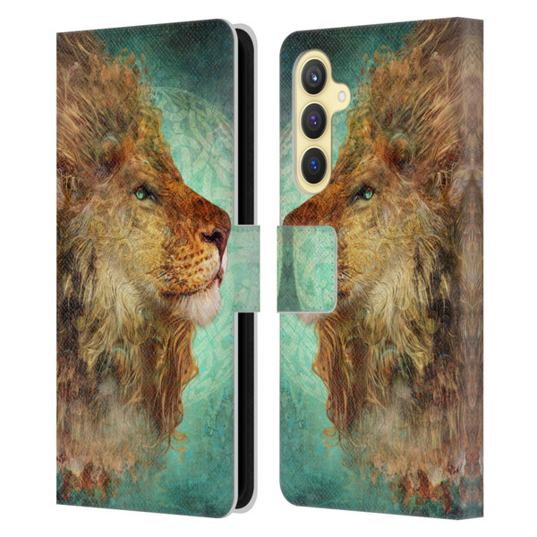 Jena DellaGrottaglia Animals Lion Leather Book Wallet Case Cover For Samsung Galaxy S23 FE 5G