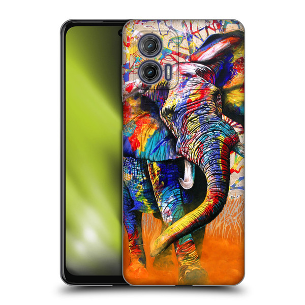 Graeme Stevenson Colourful Wildlife Elephant 4 Soft Gel Case for Motorola Moto G73 5G