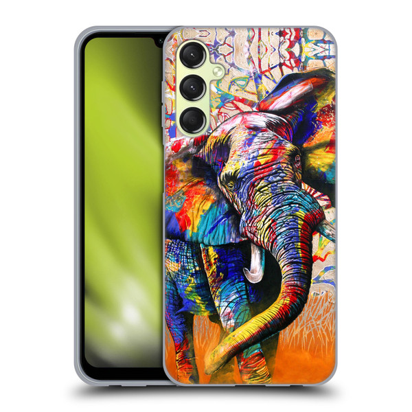 Graeme Stevenson Colourful Wildlife Elephant 4 Soft Gel Case for Samsung Galaxy A24 4G / Galaxy M34 5G