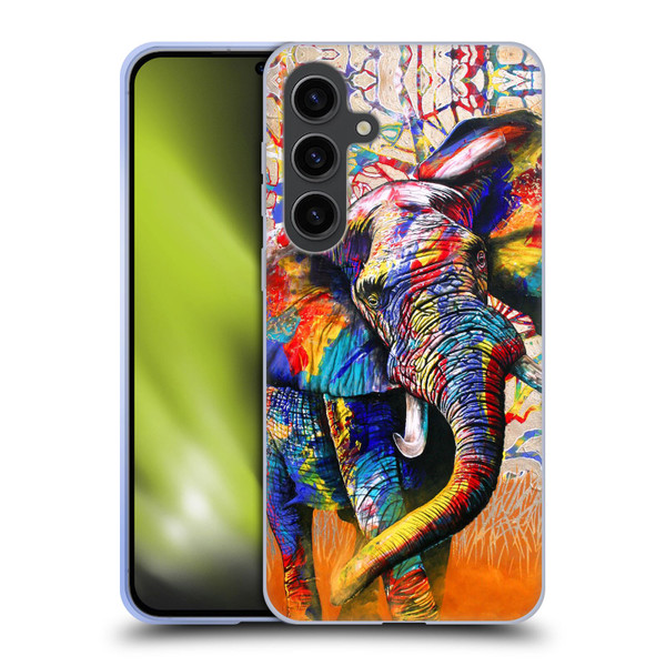 Graeme Stevenson Colourful Wildlife Elephant 4 Soft Gel Case for Samsung Galaxy S24+ 5G
