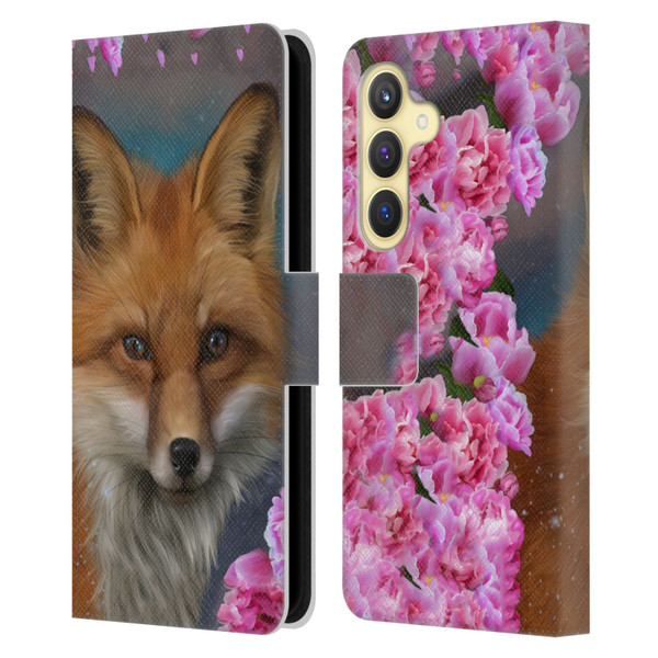 Ash Evans Animals Fox Peonies Leather Book Wallet Case Cover For Samsung Galaxy S24 5G