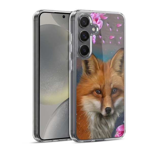 Ash Evans Animals Fox Peonies Soft Gel Case for Samsung Galaxy S24 5G & MagSafe