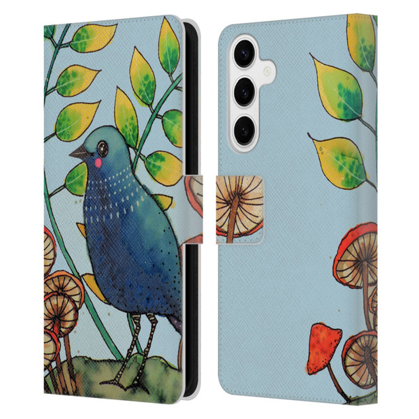 Sylvie Demers Birds 3 Teary Blue Leather Book Wallet Case Cover For Samsung Galaxy S24+ 5G
