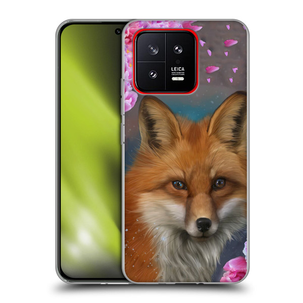Ash Evans Animals Fox Peonies Soft Gel Case for Xiaomi 13 5G