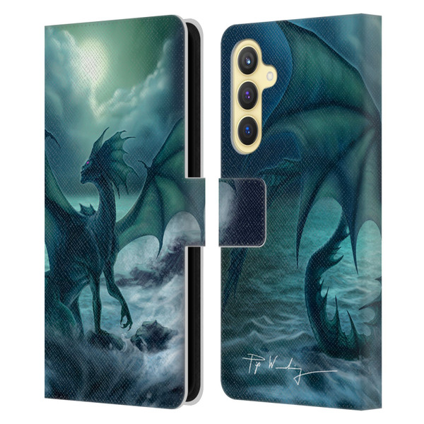 Piya Wannachaiwong Black Dragons Dark Waves Leather Book Wallet Case Cover For Samsung Galaxy S23 FE 5G