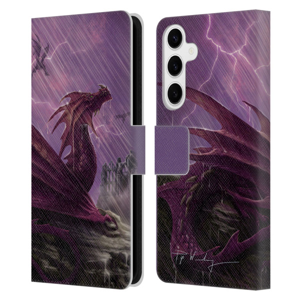 Piya Wannachaiwong Dragons Of Sea And Storms Thunderstorm Dragon Leather Book Wallet Case Cover For Samsung Galaxy S24+ 5G