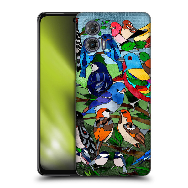 Suzan Lind Birds Stained Glass Soft Gel Case for Motorola Moto G73 5G