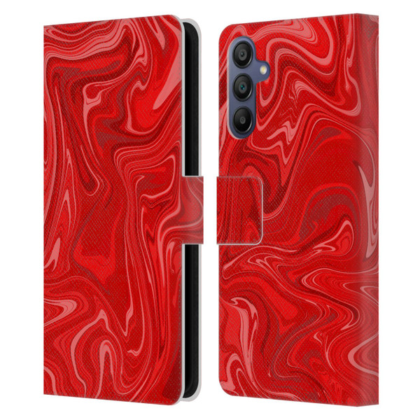 Suzan Lind Marble 2 Red Leather Book Wallet Case Cover For Samsung Galaxy A15