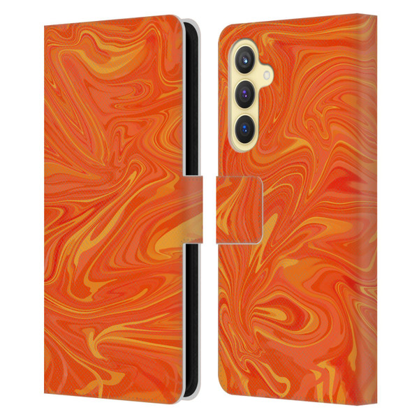 Suzan Lind Marble 2 Honey Orange Leather Book Wallet Case Cover For Samsung Galaxy S23 FE 5G
