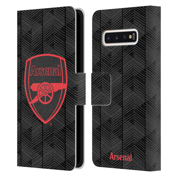 Arsenal FC Crest and Gunners Logo Black Leather Book Wallet Case Cover For Samsung Galaxy S10
