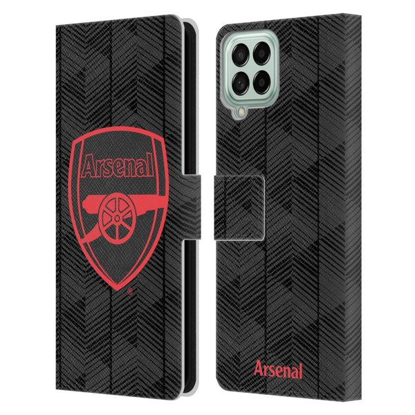 Arsenal FC Crest and Gunners Logo Black Leather Book Wallet Case Cover For Samsung Galaxy M53 (2022)