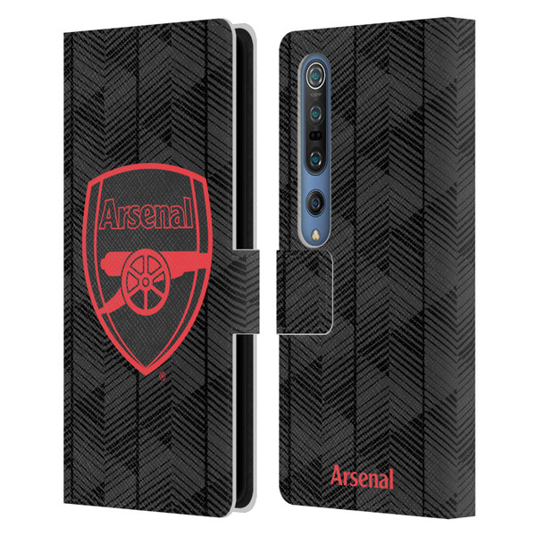 Arsenal FC Crest and Gunners Logo Black Leather Book Wallet Case Cover For Xiaomi Mi 10 5G / Mi 10 Pro 5G