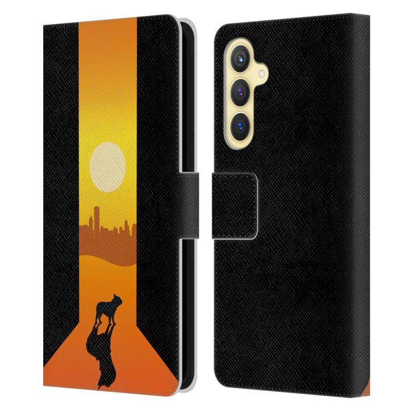 Klaudia Senator French Bulldog 2 Shadow At Sunset Leather Book Wallet Case Cover For Samsung Galaxy S23 FE 5G