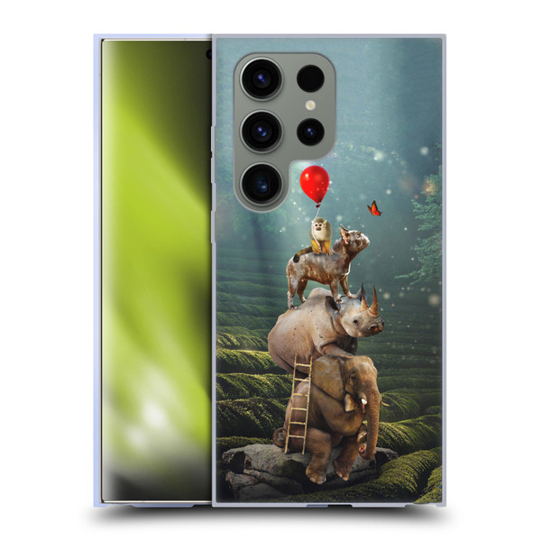 Klaudia Senator French Bulldog 2 Friends Reaching Butterfly Soft Gel Case for Samsung Galaxy S24 Ultra 5G