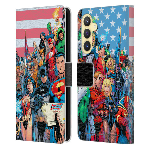 Justice League DC Comics Comic Book Covers Of America #1 Leather Book Wallet Case Cover For Samsung Galaxy S23 FE 5G