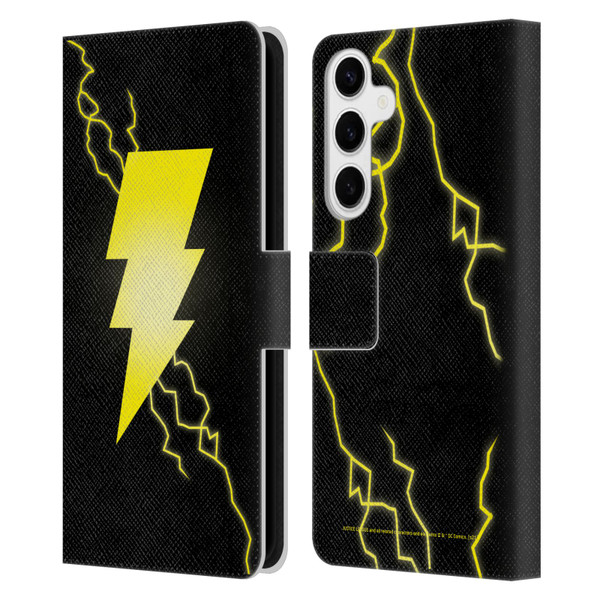 Justice League DC Comics Shazam Black Adam Classic Logo Leather Book Wallet Case Cover For Samsung Galaxy S24+ 5G