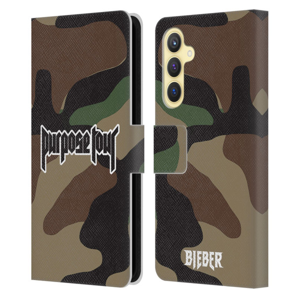 Justin Bieber Tour Merchandise Camouflage Leather Book Wallet Case Cover For Samsung Galaxy S23 FE 5G
