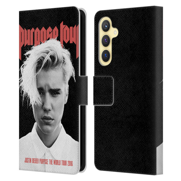 Justin Bieber Tour Merchandise Purpose Poster Leather Book Wallet Case Cover For Samsung Galaxy S23 FE 5G