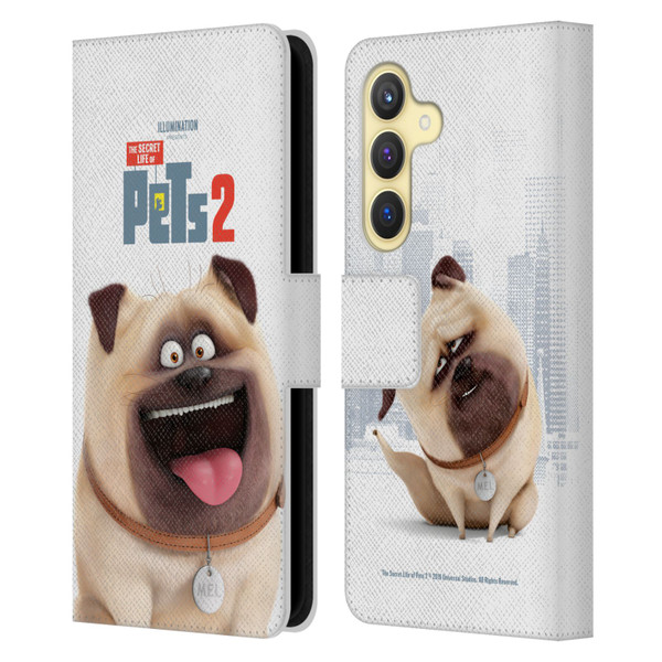 The Secret Life of Pets 2 Character Posters Mel Pug Dog Leather Book Wallet Case Cover For Samsung Galaxy S24 5G