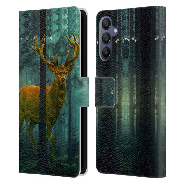 Dave Loblaw Animals Giant Forest Deer Leather Book Wallet Case Cover For Samsung Galaxy A15